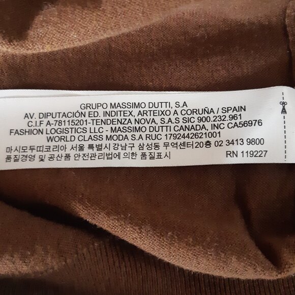 Massimo Dutti SZ M V-Neck Chestnut Brown Men's Cotton, Silk & Cashmere Sweater - Picture 8 of 15